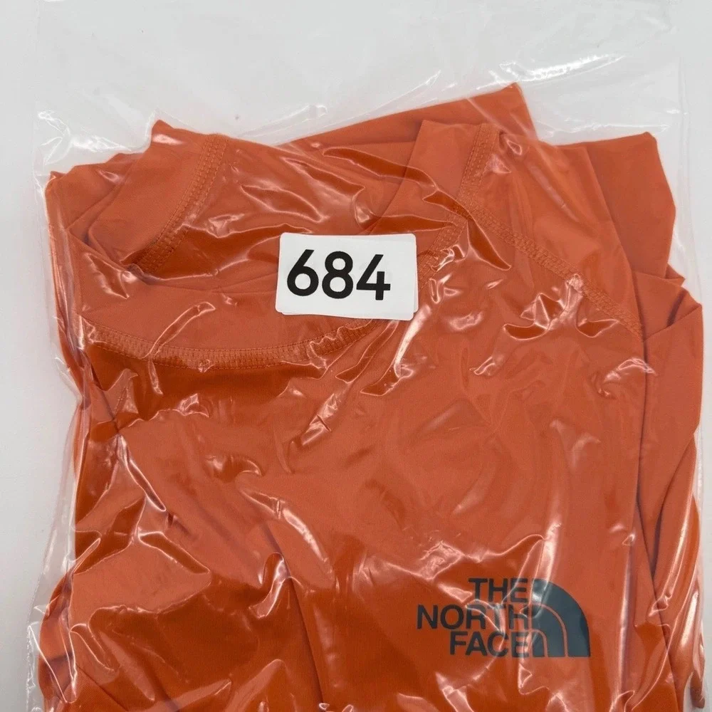 The North Face Athletic Shirt Mens XXL Raglan Stretch Polyester Orange Solid